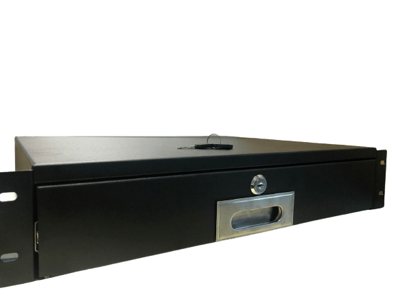 Gaveta con cerradura, 2U, 18” de profundidad para montar en rack o gabinete de 19” - LCDT NCA231 - LA CASA DEL TELEFONO