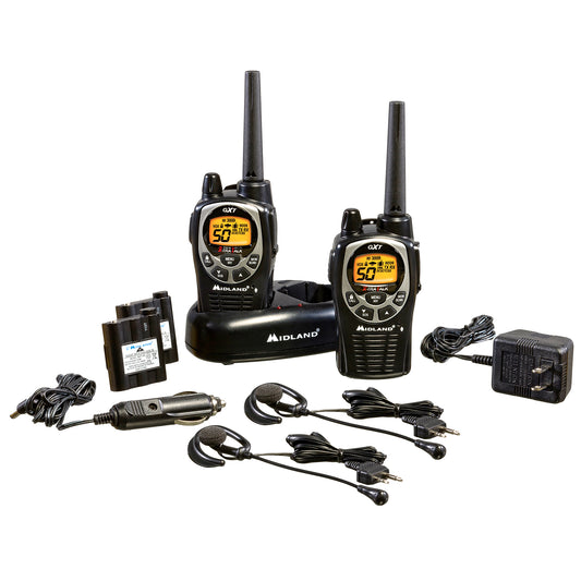 Paquete con 2 radios Walkie-Talkie, 36 millas*, waterproof, con baterías y diademas – Midland GXT1000VP4