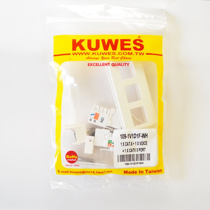 Inserto decora con 3 puertos: Cat6+, Cat3 y F KUWES 109-1V1D1F - LA CASA DEL TELEFONO