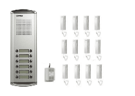 Kit de Botonera Commax DR-12AM: Botonera con 12 botones, 12 teléfonos para apartamentos y fuente de poder - LA CASA DEL TELEFONO