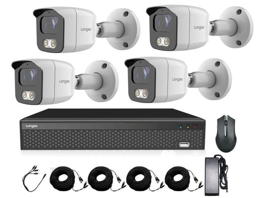 Kit de Seguridad: DVR 4CH + 4 Cámaras bala antivandálica IP67 de 5MP – KT-BMSAAD50 Longse - LA CASA DEL TELEFONO
