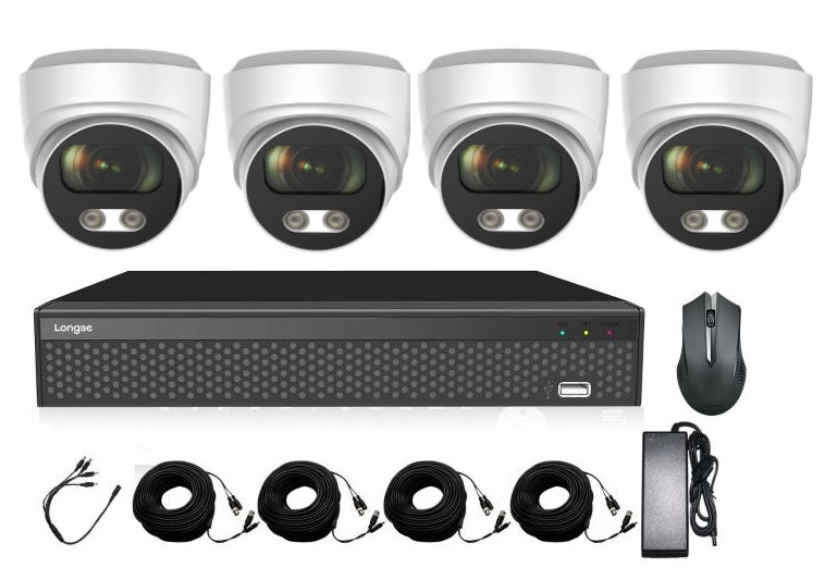 Kit de Seguridad: NVR 4CH + 4 Cámaras domo antivandálicas de 5MP – KT-CMSSAD50 Longse