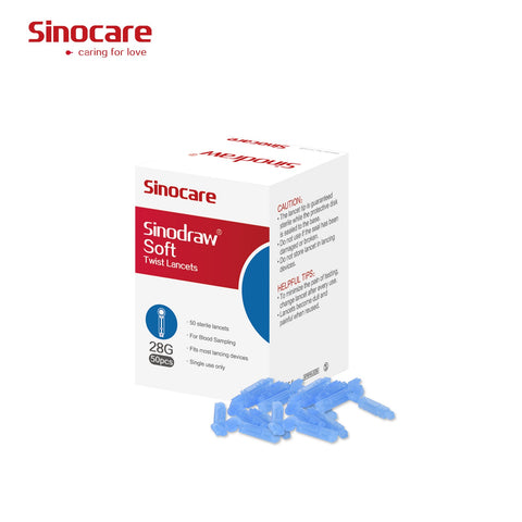 lancetas Sinodraw Soft Sinocare caja de 50 unidades