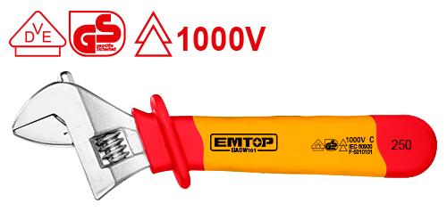 Llave inglesa ajustable aislada 10”, protección a alta tensión hasta 1000V – EMTOP EIADW101 - LA CASA DEL TELEFONO