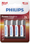 Paquete con 4 baterías alcalinas AA LR6P4B/97 de marca Philips