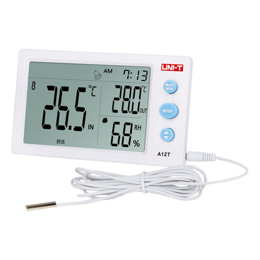 Medidor de Humedad y temperatura interior y exterior con sonda – UNI-T A12T - LA CASA DEL TELEFONO