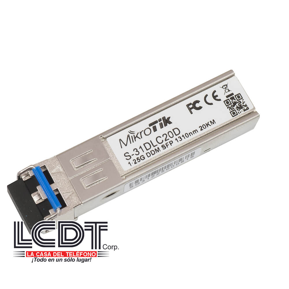 Módulo transceptor SFP, 1.25G, 20km, monomodo – S-31DLC20D Mikrotik - LA CASA DEL TELEFONO