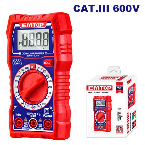 Multímetro digital CAT.III 600V, COMPACTO, pantalla LCD – EMTOP EDMR16002 - LA CASA DEL TELEFONO