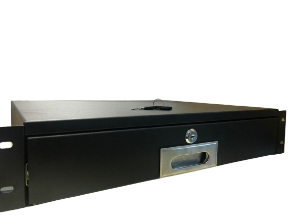Gaveta con cerradura, 2U, 18” de profundidad para montar en rack o gabinete de 19” - LCDT NCA231