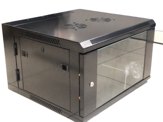 Gabinete de pared 600x550, abatible, capacidad de 6U, puerta de vidrio frontal con llave  – LCDT NCW5-6-A-B