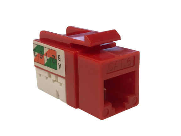 Keystone jack modular para redes CAT6, en color rojo – LCDT NKJ10C6UR