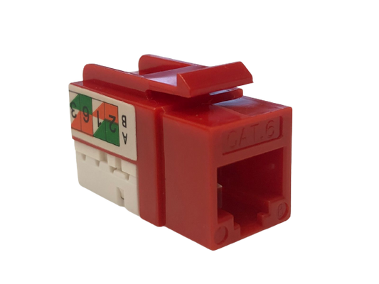 Keystone jack modular para redes CAT6, en color rojo – LCDT NKJ10C6UR