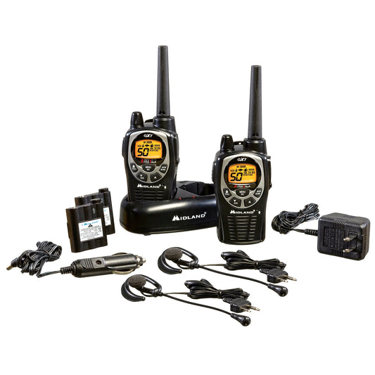 Paquete con 2 radios Walkie-Talkie, 36 millas*, waterproof, con baterías y diademas – Midland GXT1000VP4 - LA CASA DEL TELEFONO