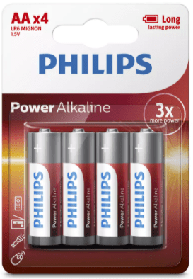 Paquete con 4 baterías alcalinas AA LR6P4B/97 de marca Philips - LA CASA DEL TELEFONO