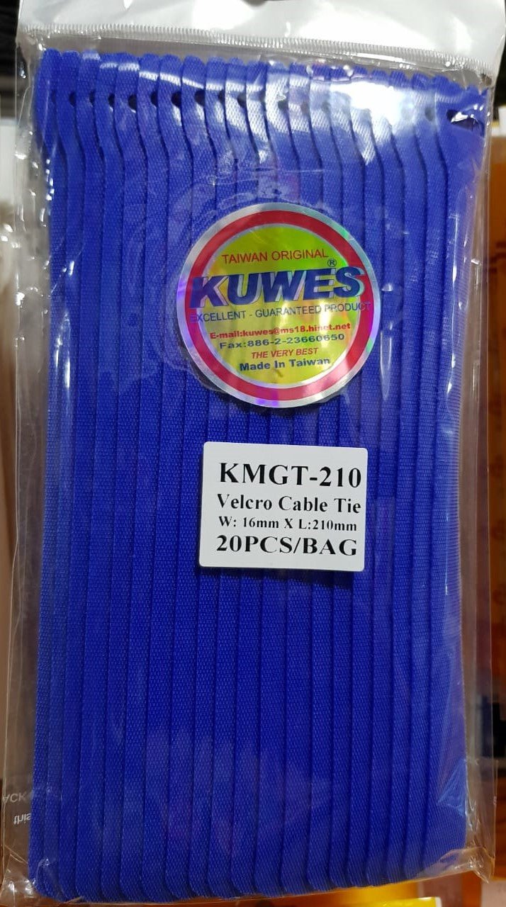 Paquete de Velcro en color azul, 20 unidades, 16x210mm – KMGT-210BL - LA CASA DEL TELEFONO