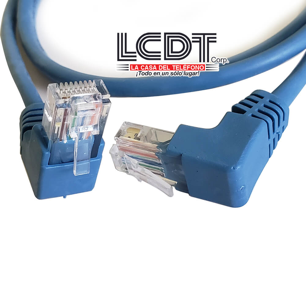 Patch Cord UTP CAT5e Azul de 1M, 90 grados – LCDT CPU5B14BL01/90 - LA CASA DEL TELEFONO