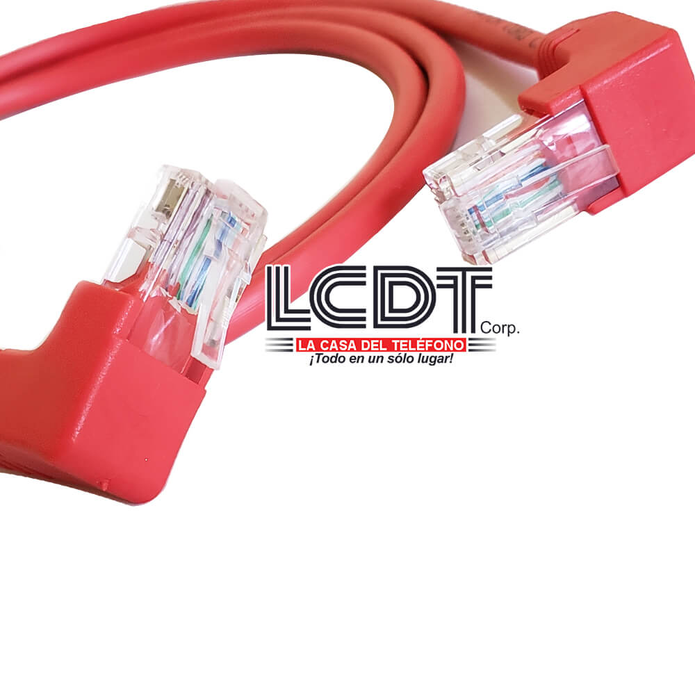 Patch Cord UTP CAT5e Rojo de 1M, 90 grados – LCDT CPU5B14R01/90 - LA CASA DEL TELEFONO
