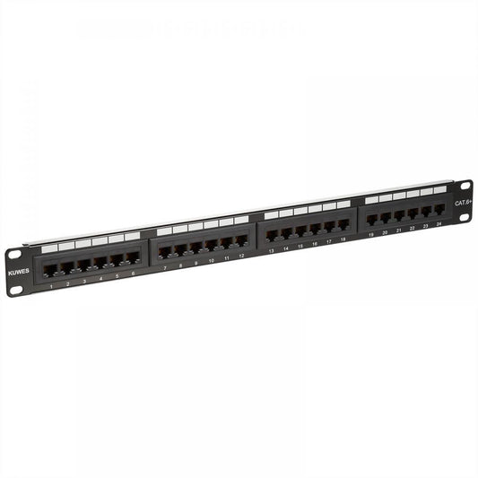 Patch panel de 24 puertos para redes CAT6 – Kuwes AKS24T-KAA-C6C/BK - LA CASA DEL TELEFONO