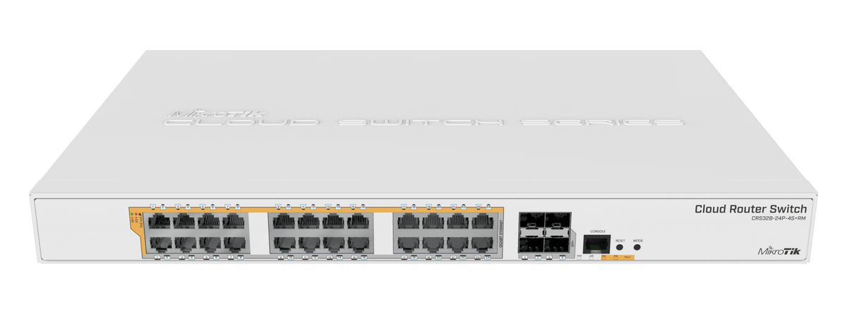 Poderoso Router / Switch “Dual boot” de 24 puertos gigabit PoE, 4 puertos SFP+ para rápidas conectividades de hasta 10Gbps – CRS328-24P-4S+RM Mikrotik - LA CASA DEL TELEFONO