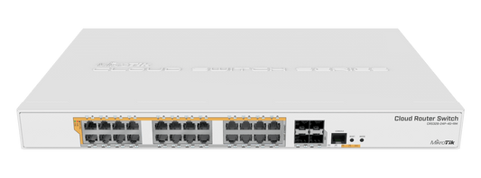 Poderoso Router / Switch “Dual boot” de 24 puertos gigabit PoE, 4 puertos SFP+ para rápidas conectividades de hasta 10Gbps – CRS328-24P-4S+RM Mikrotik - LA CASA DEL TELEFONO