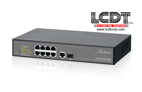 POEFSH808PW - 8 puertos 24V POE pasivo + 2 switch Web Smart Gigabit Uplink