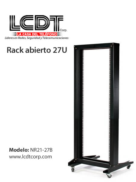 Rack abierto 2 postes 27U con ruedas – LCDT NR21-27U - LA CASA DEL TELEFONO