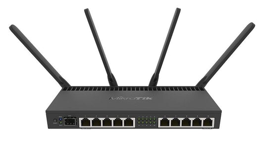 Router inalámbrico doble banda con 10 puertos Gigabit ethernet, CPU 1.4Ghz, 1G RAM, puerto SFP+ 10Gbps – RB4011iGS+5HacQ2HnD-IN-US MikroTik