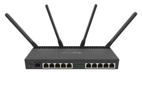 Router inalámbrico doble banda con 10 puertos Gigabit ethernet, CPU 1.4Ghz, 1G RAM, puerto SFP+ 10Gbps – RB4011iGS+5HacQ2HnD-IN-US MikroTik