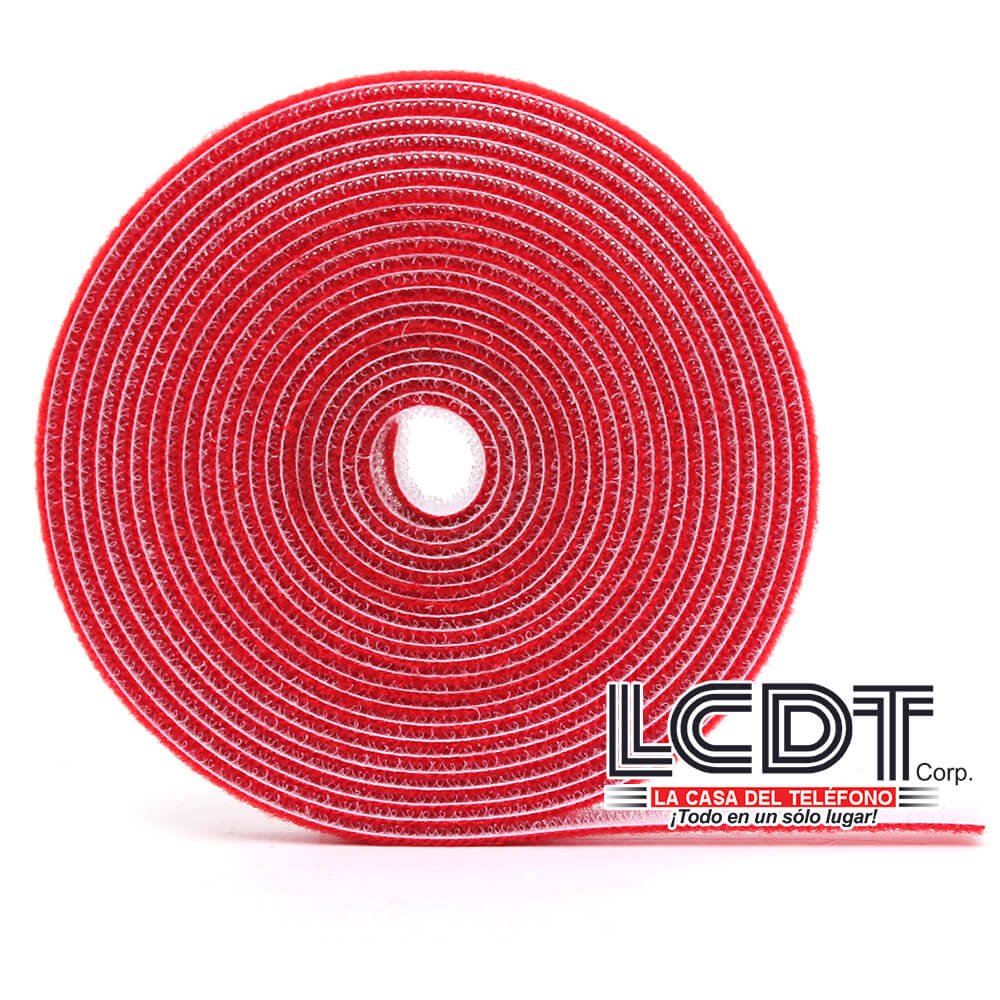 Rollo de Velcro en color rojo 5 metros de largo - Kuwes KRGT-1005RD - LA CASA DEL TELEFONO