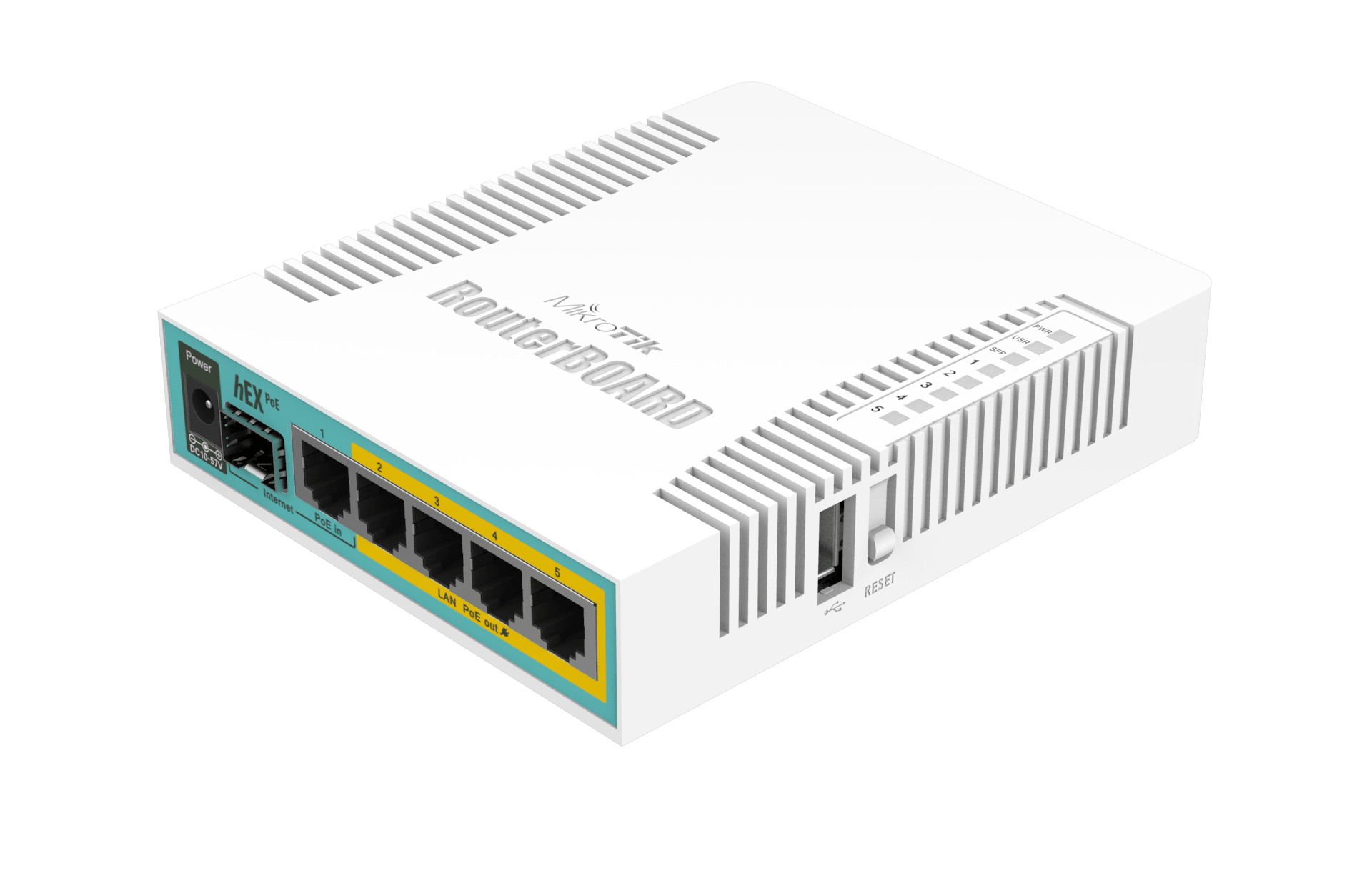 Router con 5 puertos gigabit ethernet, PoE en 4 puertos, SFP, USB – RB960PGS (hEX PoE) Mikrotik - LA CASA DEL TELEFONO