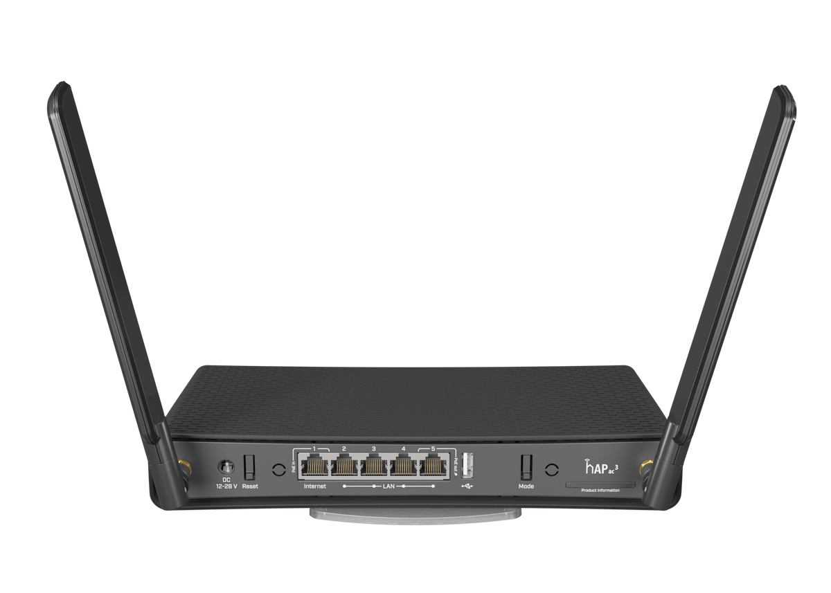 Router inalámbrico 2.4/5Ghz, 5 puertos gigabit ethernet (puerto 5 es PoE) y antenas externas para mayor cobertura – hAP ac³ (RBD53iG-5HacD2HnD) MikroTik - LA CASA DEL TELEFONO