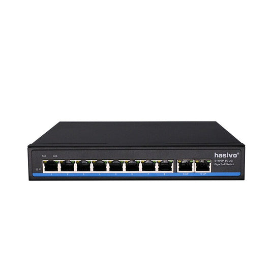 Switch de 8 puertos Full Gigabit PoE + 2GE SFP – S1100P-8G-2G hasivo