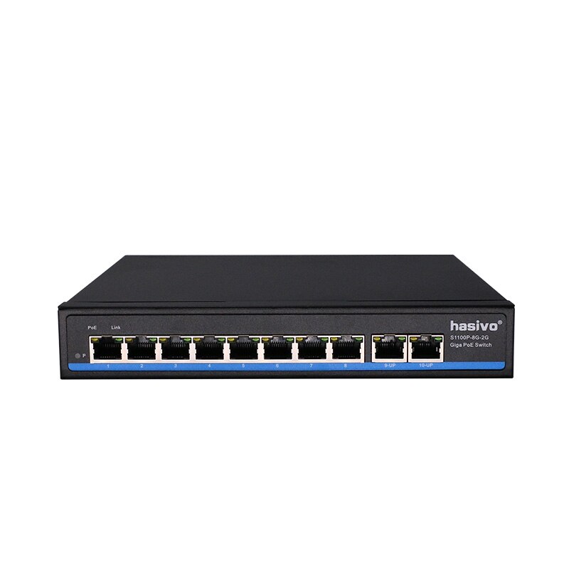 Switch de 8 puertos Full Gigabit PoE + 2GE SFP – S1100P-8G-2G hasivo