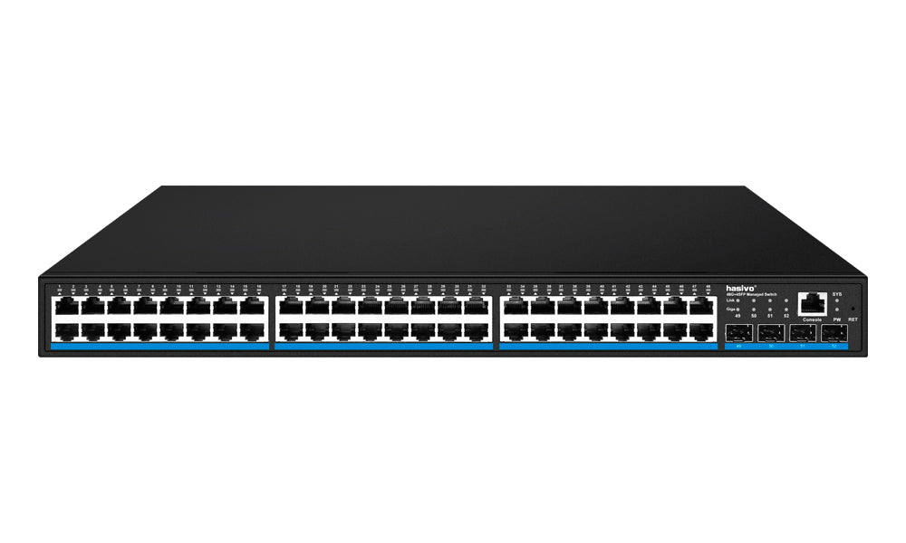 Switch administrable de 48 puertos Gigabit PoE + 4 puertos 1GE SFP, 600 Watts – S5800WP-48G-4S hasivo