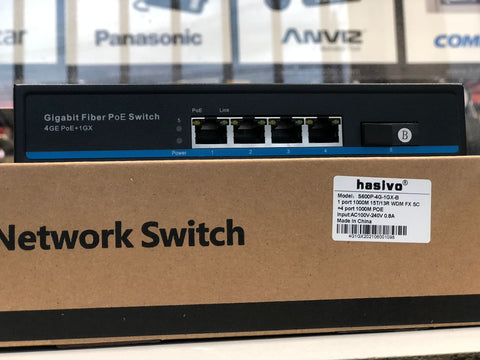 Switch de 4 puertos Full Gigabit PoE + 1 puerto Gigabit SC – S600P-4G-1GX-B hasivo