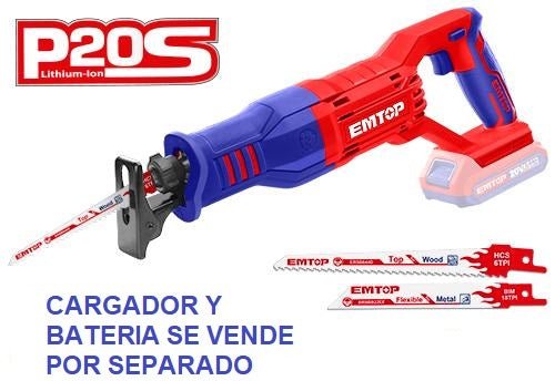 Sierra sable recíproca inalámbrica 20V EMTOP ELRS201151 - LA CASA DEL TELEFONO