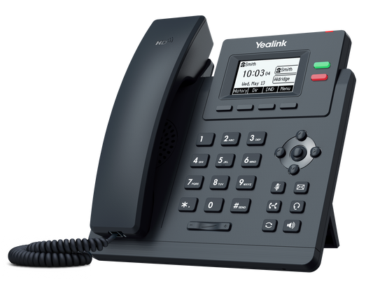Teléfono IP Yealink SIP-T31P con 2 cuentas SIP, audio HD, PoE y 2 puertos 10/100 Mbps