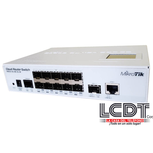 Smart Switch, 1x Gigabit LAN, 10 puertos SFP, 1 puerto SFP+, LCD, 64MB RAM – CRS212-1G-10S-1S+IN Mikrotik - LA CASA DEL TELEFONO