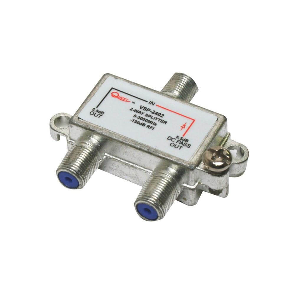 splitter satelital 2 vias quest vsp-2402 divisor coaxial tv satelite 5-3000mhz panama