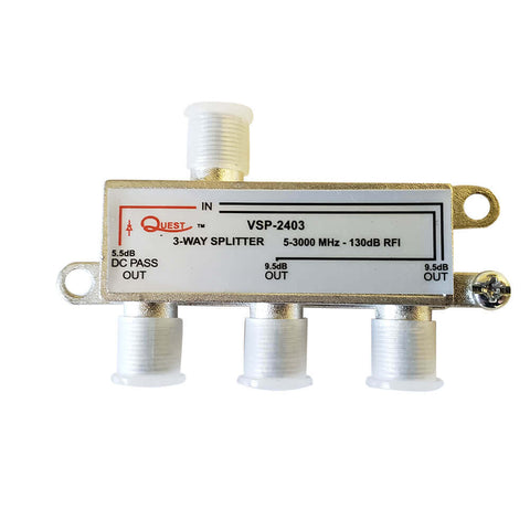splitter satelital 3 vias quest vsp-2403 divisor coaxial tv satelite 5-3000mhz panama