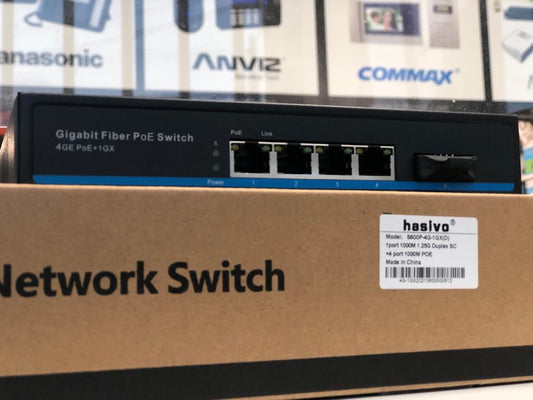 Switch 4 puertos Gigabit PoE + 1 puerto Gigabit SC dúplex S600P-4G-1GX(D) hasivo - LA CASA DEL TELEFONO