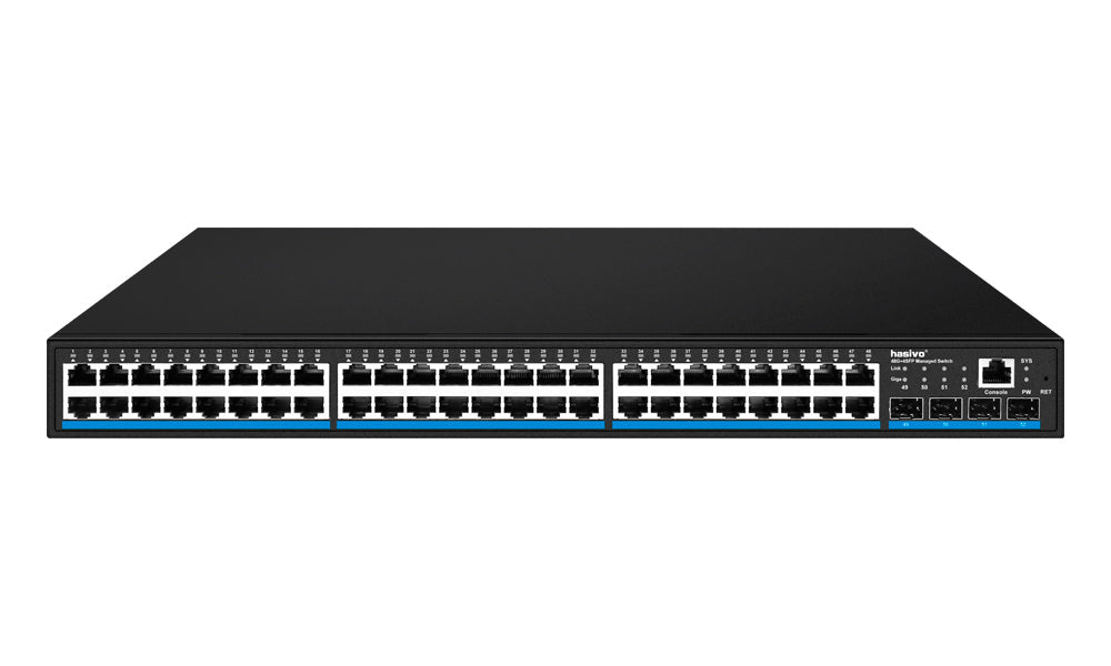 Switch administrable de 48 puertos Gigabit PoE + 4 puertos 1GE SFP, 600 Watts – S5800WP-48G-4S hasivo - LA CASA DEL TELEFONO