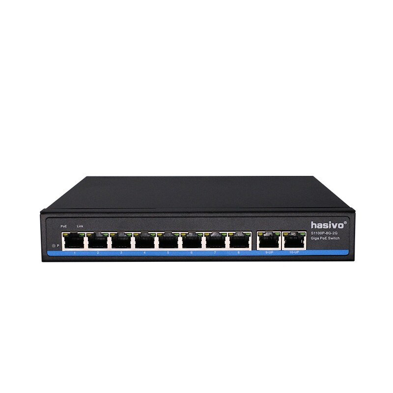 Switch de 8 puertos Full Gigabit PoE + 2 RJ45 para uplink – S1100P-8G-2G-Ai hasivo - LA CASA DEL TELEFONO