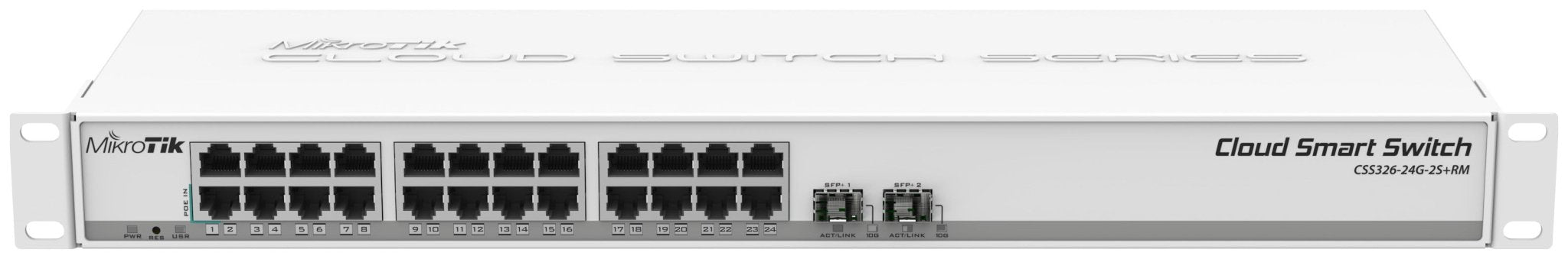 Switch MikroTik CSS326-24G-2S+RM Administrable L2 con 24 Puertos Gigabit + 2 SFP+ (10G) - LA CASA DEL TELEFONO
