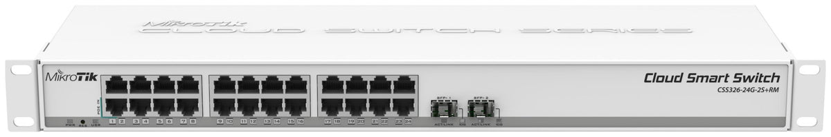Switch MikroTik CSS326-24G-2S+RM Administrable L2 con 24 Puertos Gigabit + 2 SFP+ (10G) - LA CASA DEL TELEFONO