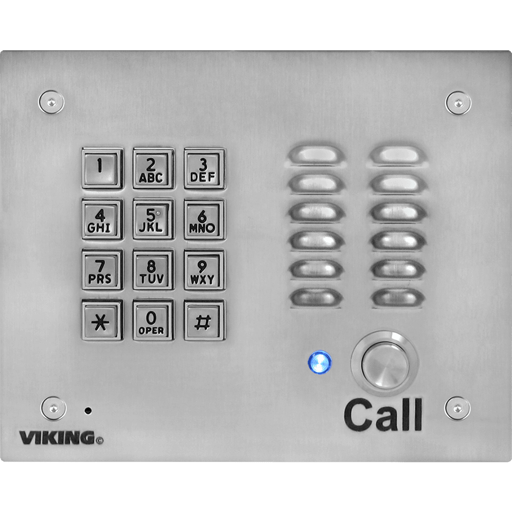 Teléfono de acero inoxidable a manos libres, para empotrar en entradas de edificios, grado de protección IP66 – K-1700-3EWP Viking - LA CASA DEL TELEFONO