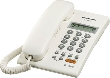 Teléfono de mesa con pantalla, función de CID y altavoz - Panasonic KX-T7705X en color blanco - LA CASA DEL TELEFONO