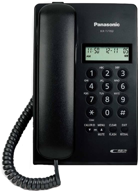 Teléfono de mesa con pantalla y función de identificador de llamadas - Panasonic KX-T7703 en color negro - LA CASA DEL TELEFONO