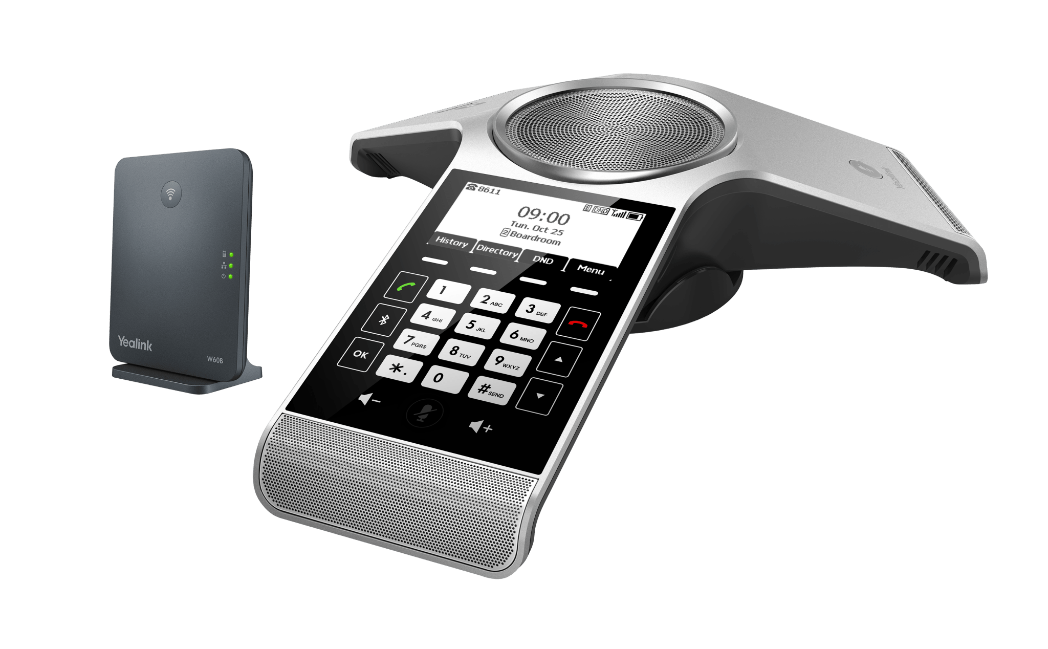 Teléfono IP inalámbrico DECT Yealink CP930W-Base para Sala de Conferencia, incluye estación Base W60B, soporta hasta 8 cuentas SIP - LA CASA DEL TELEFONO
