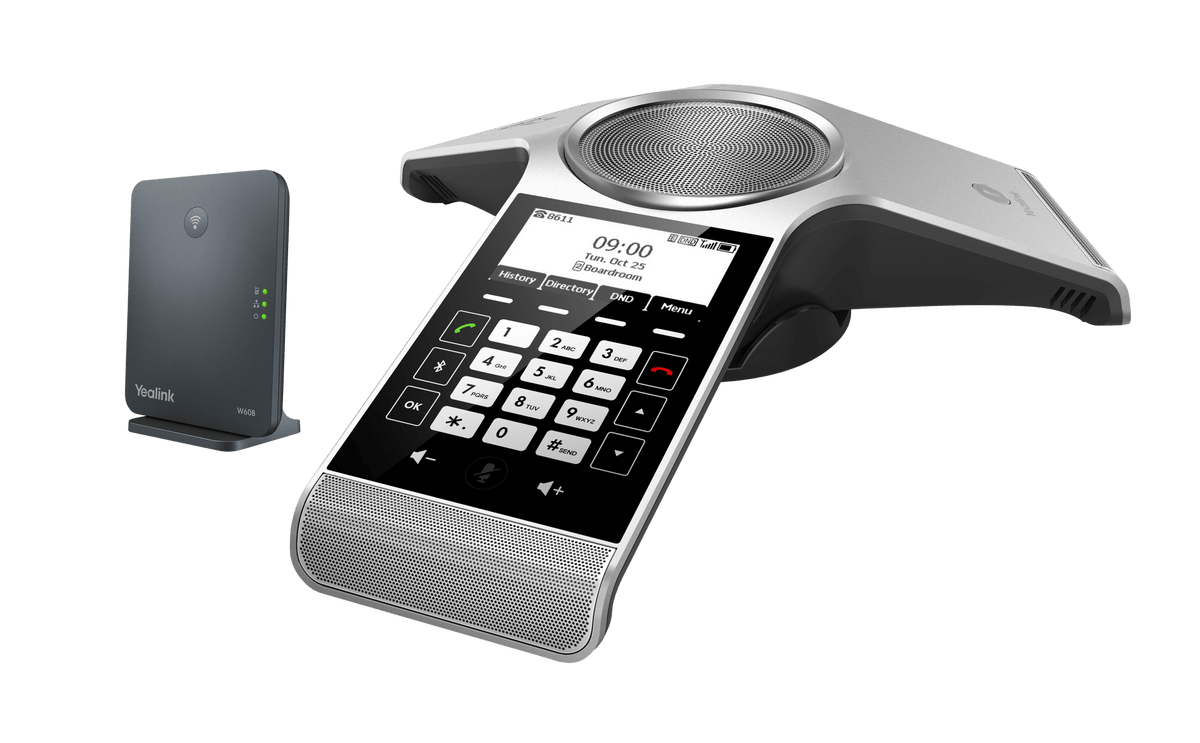 Teléfono IP inalámbrico DECT Yealink CP930W-Base para Sala de Conferencia, incluye estación Base W60B, soporta hasta 8 cuentas SIP - LA CASA DEL TELEFONO